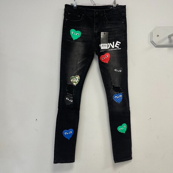 Kodak Black KB Heart Denim Jeans  - Size 34 - NWT - Picture 1 of 10